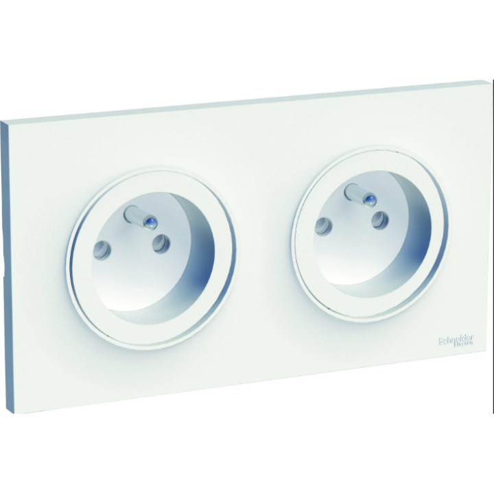 Double prise avec terre complet Odace Styl, SCHNEIDER ELECTRIC