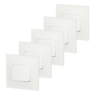 Lot de 5 interrupteurs va-et-vient Neptune, blanc